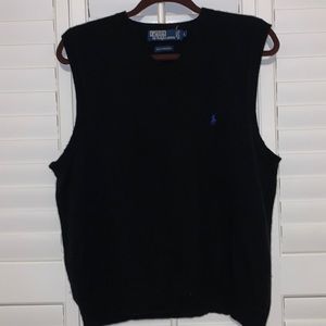 Polo Black Wool Sweater Vest